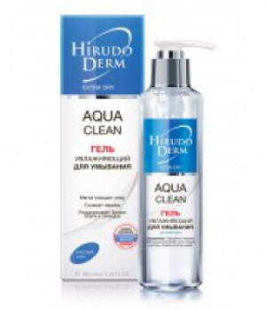 Биокон Hirudo Derm Extra Dry AQUA Clean увлажняющий гель для умывания 180мл